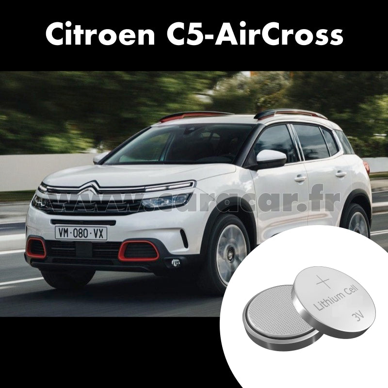 Pile clé Citroen C5 AirCross 1 generation (2017/2023). Pile de remplacement pour clé de voiture. Batterie de clé de voiture.