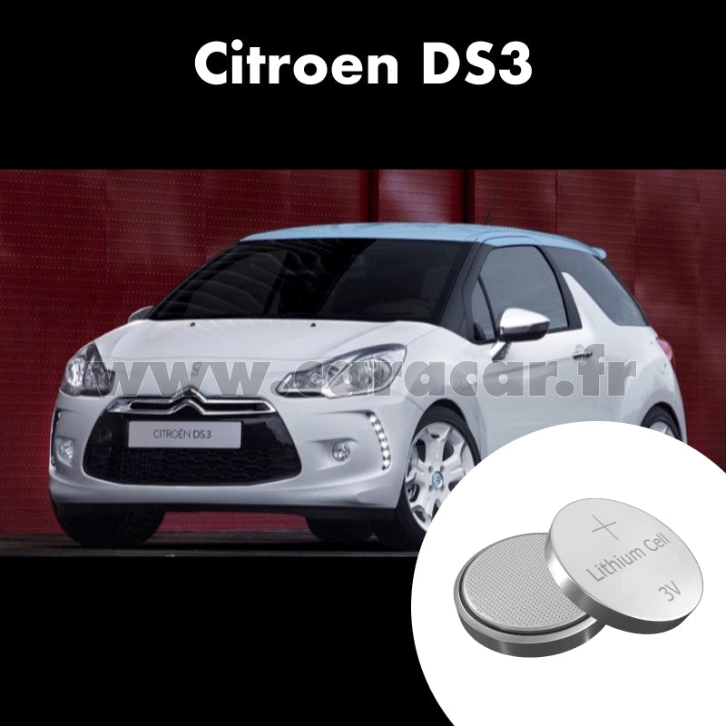 Pile clé Citroen DS3 1 generation (2010/2014). Pile de remplacement pour clé de voiture. Batterie de clé de voiture.