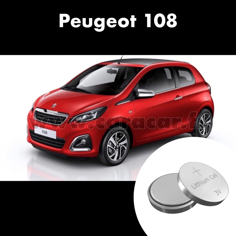 Pile clé Peugeot 108 1 generation (2015/2021). Pile de remplacement pour clé de voiture. Batterie de clé de voiture.