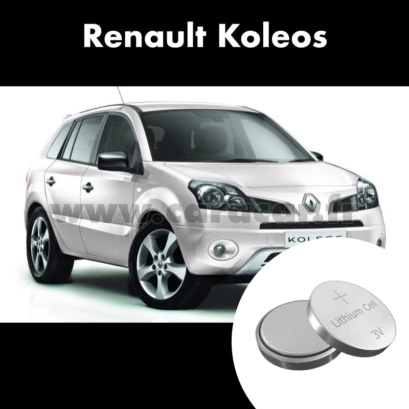 Pile clé Renault Koleos 1 generation (2008/2011). Pile de remplacement pour clé de voiture. Batterie de clé de voiture.