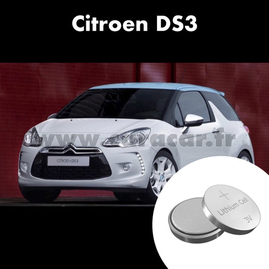 Pile clé Citroen DS3 1 generation (2010/2014). Pile de remplacement pour clé de voiture. Batterie de clé de voiture. 