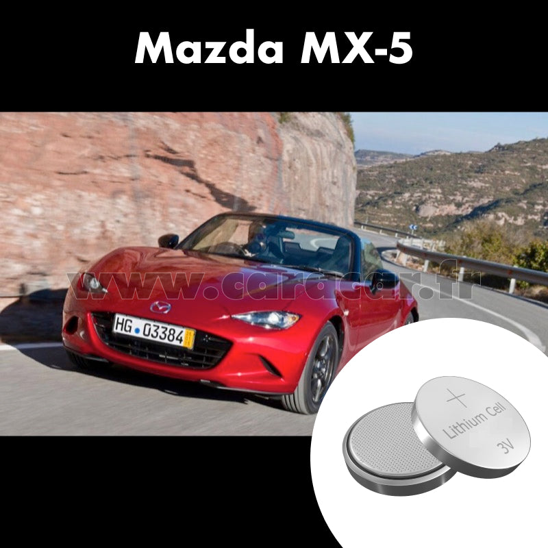 Pile clé Mazda MX-5 ND (2015/2023). Pile de remplacement pour clé de voiture. Batterie de clé de voiture. 