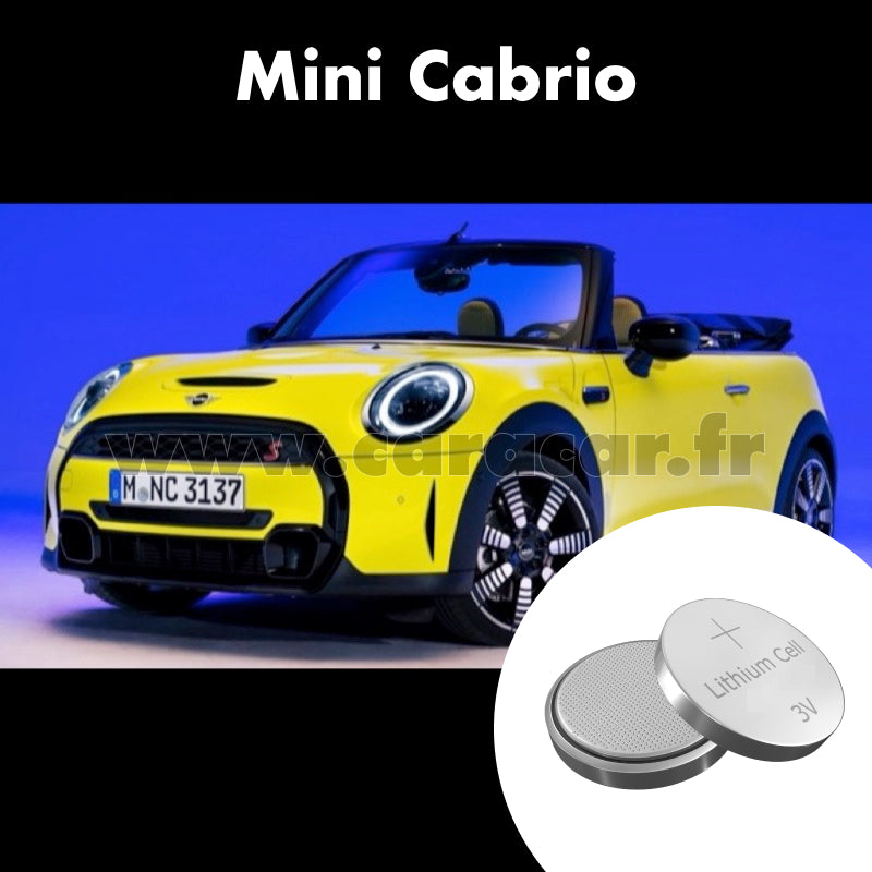 Pile clé Mini Cabrio F57 (2016/2020). Pile de remplacement pour clé de voiture. Batterie de clé de voiture. 