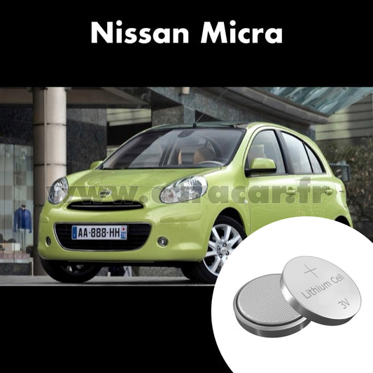 Pile clé Nissan Micra K13 (2010/2013). Pile de remplacement pour clé de voiture. Batterie de clé de voiture. 