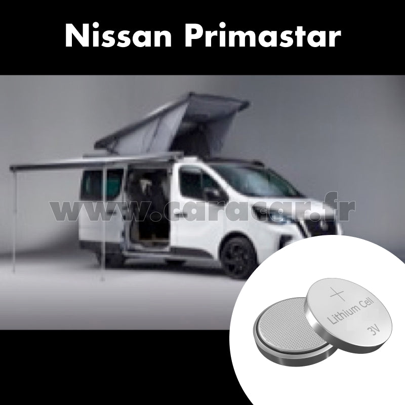 Pile clé Nissan Primastar 1 generation [restyling] (2006/2014). Pile de remplacement pour clé de voiture. Batterie de clé de voiture. 